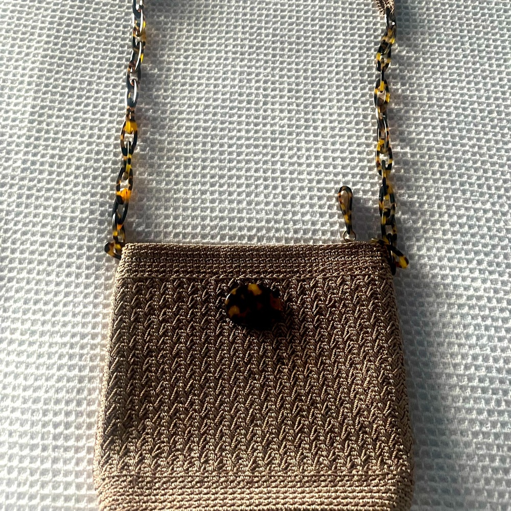 Vintage Christian Livingston crochet look crossover bag- like new- never used
